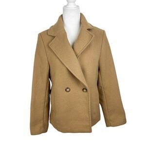H&M Coat Jacket Women Extra Small Tan Button Up Outer Cold Gear Casual